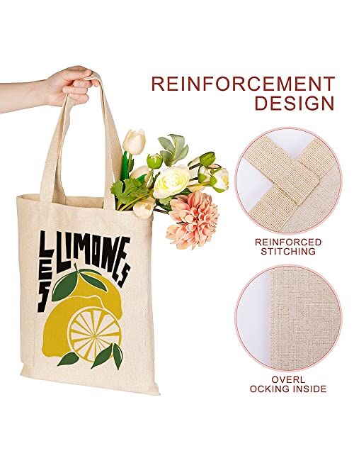 Shun Tao Chao De Pu Stylish Fruit Tote Bags Fresh Lemon,Orange and Strawberry Tote Bag Aesthetic Cute Reusable Shopping Bags for Woman Washable (12x14 in,Lemon-3)