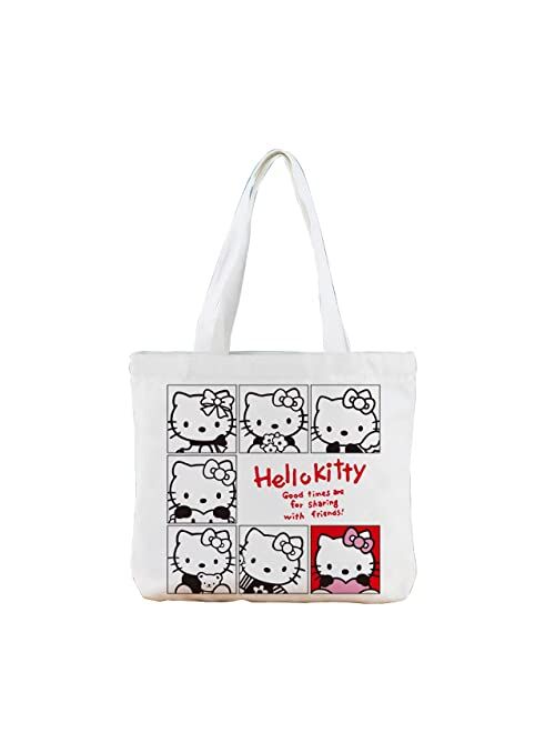 Generic Reusable Kitty's Tote Canvas Bag For Women Cute Aesthetic Shopping Bag/Gym Bag/ Lunch Bag | Book Lovers Gifts, Medium