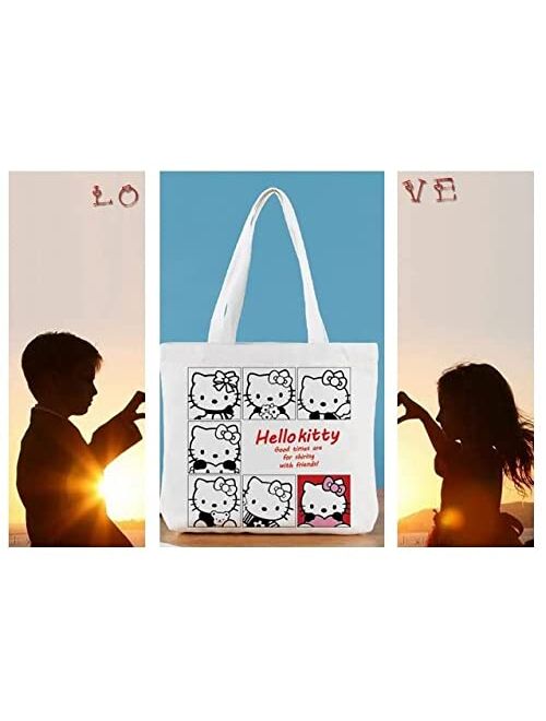 Generic Reusable Kitty's Tote Canvas Bag For Women Cute Aesthetic Shopping Bag/Gym Bag/ Lunch Bag | Book Lovers Gifts, Medium
