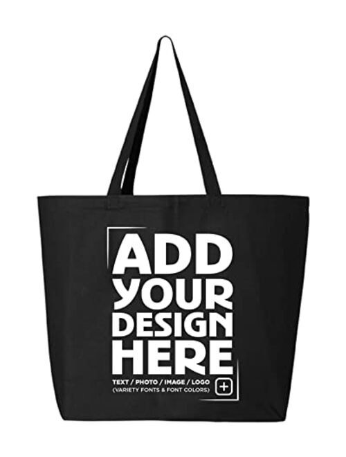 shop4ever Personalized Custom Design Your Own Jumbo Heavy Canvas Tote Reusable Shopping Bag 10 oz