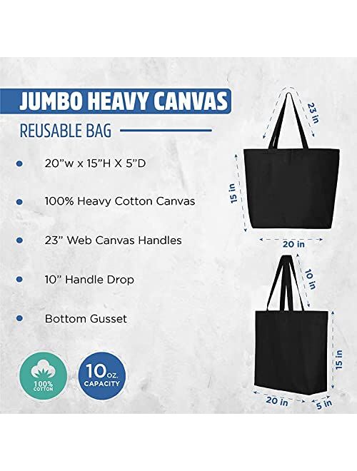 shop4ever Personalized Custom Design Your Own Jumbo Heavy Canvas Tote Reusable Shopping Bag 10 oz