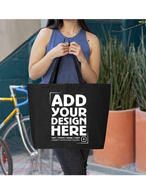 shop4ever Personalized Custom Design Your Own Jumbo Heavy Canvas Tote Reusable Shopping Bag 10 oz