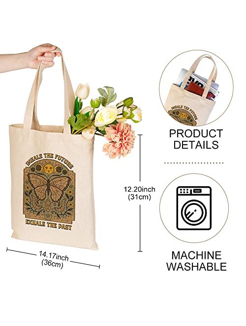 Generic Butterfly Cute Canvas Tote Bag Aesthetic Beach Tote Bag Graphic Reusable Tote Bag for Women Teacher Mother as Gifts Washable (B,31x36cm)