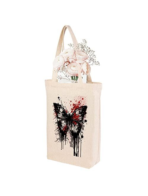 Generic Butterfly Cute Canvas Tote Bag Aesthetic Beach Tote Bag Graphic Reusable Tote Bag for Women Teacher Mother as Gifts Washable (B,31x36cm)