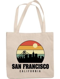 Make Your Mark Design San Francisco, California, Vintage City Skyline Print Reusable Tote Bag or Souvenir