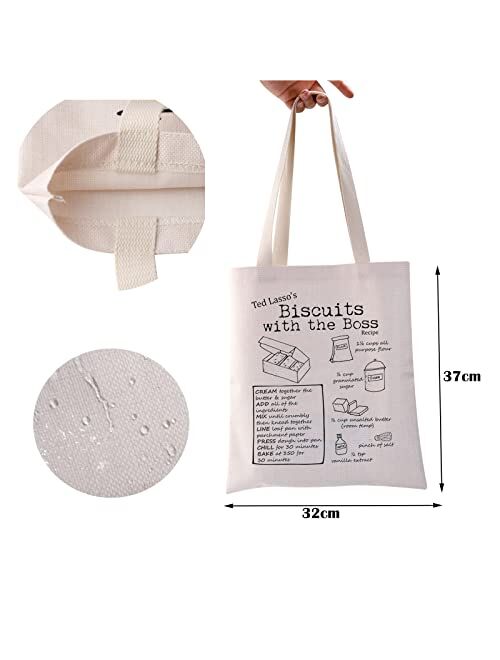 ZJXHPO Biscuits Wth The Boss Recipe Reusable Grocery Shopping Bag Lasso Fans Tote Bag Soccer Lover Shoulder Bag Ted Handbag