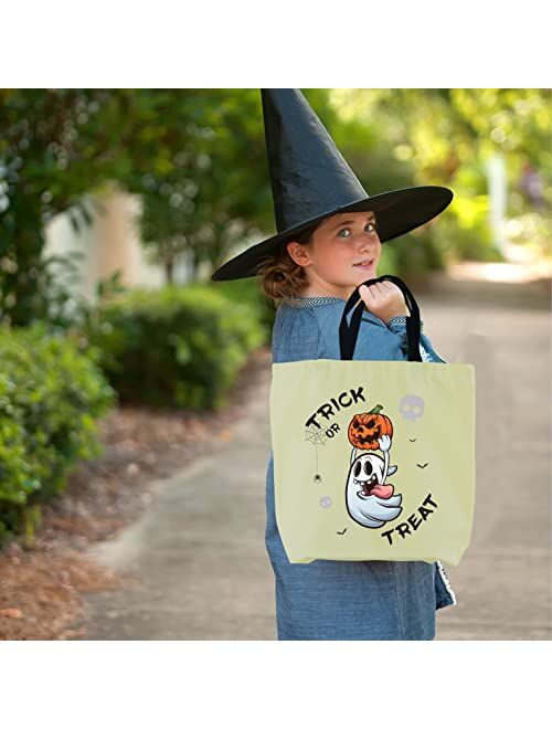 Xbnmex Halloween Tote Bag Large Reusable Canvas Bag Trick or Treat Pumpkin Candy Canvas Tote Bags for Halloween Trick-or-Treating, Halloween Snacks, Halloween Event Party