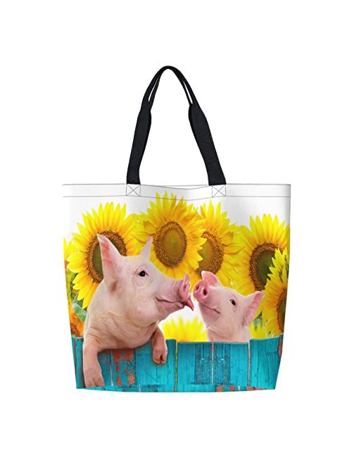 PrelerDIY Strawberry Reusable Grocery Bags - Tote Bag for Women Casual Shoulder Bag Foldable Large Shopping Bag