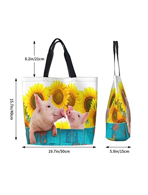 PrelerDIY Strawberry Reusable Grocery Bags - Tote Bag for Women Casual Shoulder Bag Foldable Large Shopping Bag