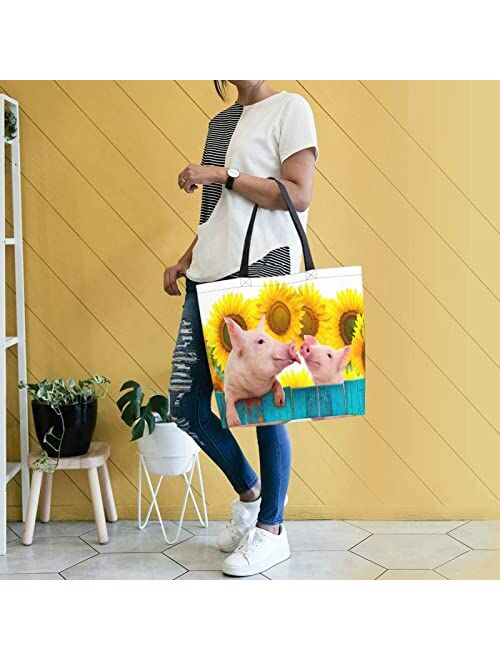 PrelerDIY Strawberry Reusable Grocery Bags - Tote Bag for Women Casual Shoulder Bag Foldable Large Shopping Bag