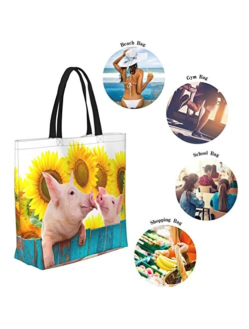 PrelerDIY Strawberry Reusable Grocery Bags - Tote Bag for Women Casual Shoulder Bag Foldable Large Shopping Bag