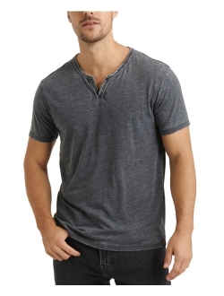 Men's Burnout Button Notch Short Sleeve Tshirt