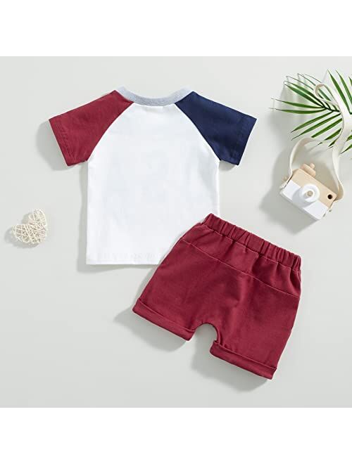 Naranjaburbuja Baby Boy 4th of July Outfit Infant Short Sleeve USA Tshirt Top Casual Shorts Set 2Pcs Independence Day Clothes