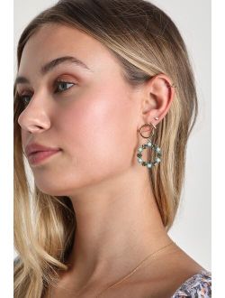 Elegant Standards Gold Rhinestone Beaded Circle Earrings