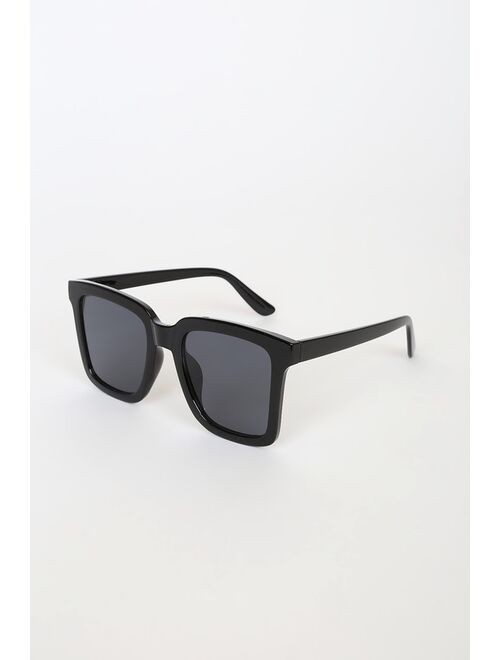 Lulus Join the Club Black Square Sunglasses