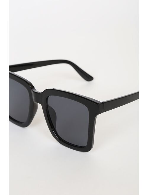 Lulus Join the Club Black Square Sunglasses