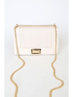 Let's Go Out Later White Braided Crossbody Bag