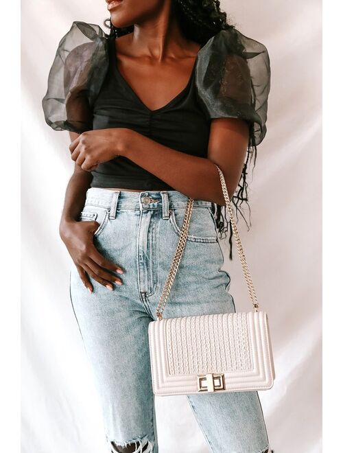 Lulus Let's Go Out Later White Braided Crossbody Bag
