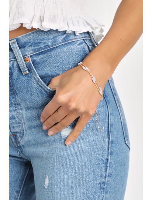 Lulus Such Radiance Gold Pearl Layered Bracelet