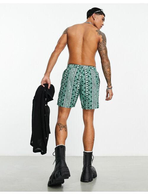 ASOS DESIGN swim shorts in short length with pattern print