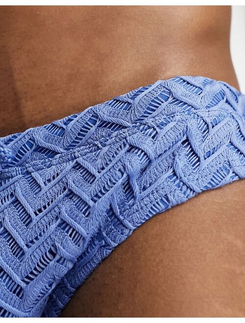 ASOS DESIGN textured swim briefs in blue