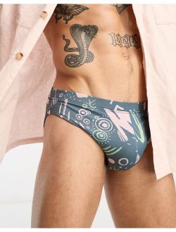 swim trunks in scribble shape print