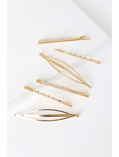 Lulus Always Glamorous Gold Hair Pin Set