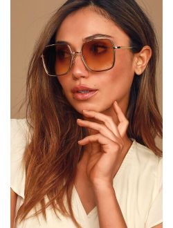 Lots to Love Gold and Brown Oversized Sunglasses