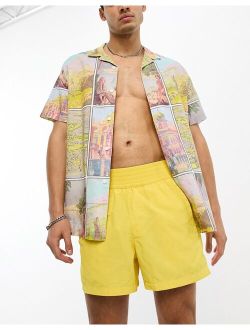 swim shorts in short length with thick waistband in yellow