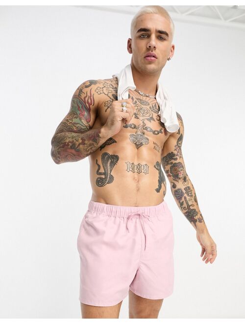 ASOS DESIGN swim shorts in short length in pink