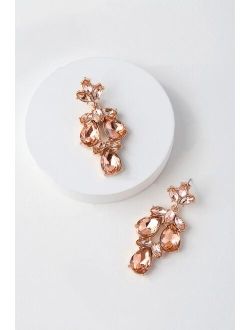 Bound to Wow Rose Gold and Pink Rhinestone Earrings