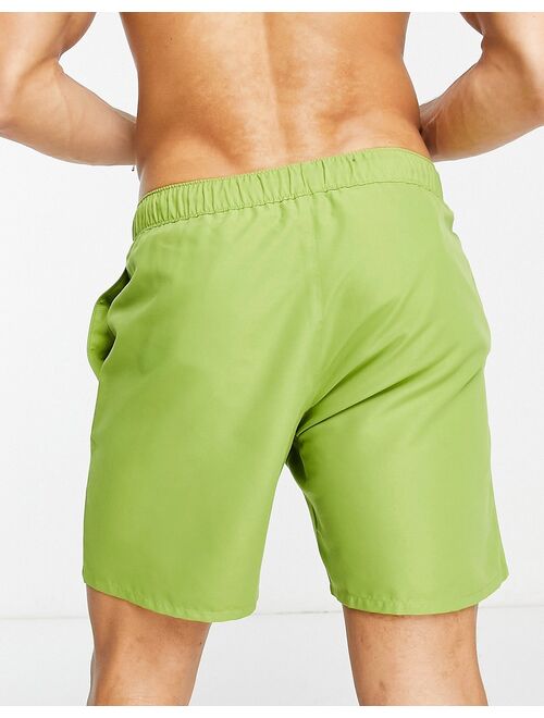 ASOS DESIGN swim shorts in mid length in khaki
