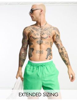 swim shorts in short length with contrast waistband in green