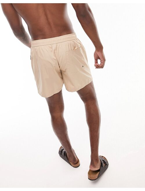 Topman 2 pack swim shorts in black and stone