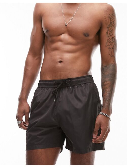 Topman 2 pack swim shorts in black and stone