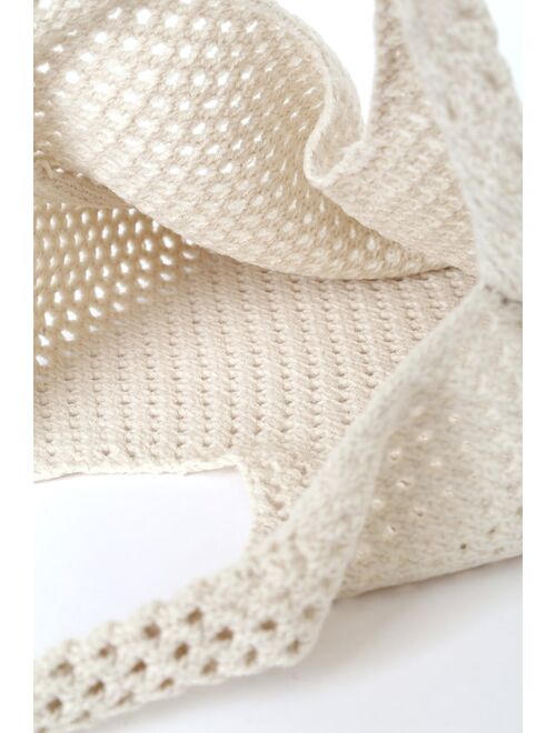Lulus Vacay Bound Cream Crochet Tote Bag