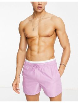 swim shorts in short length with double waistband in lilac