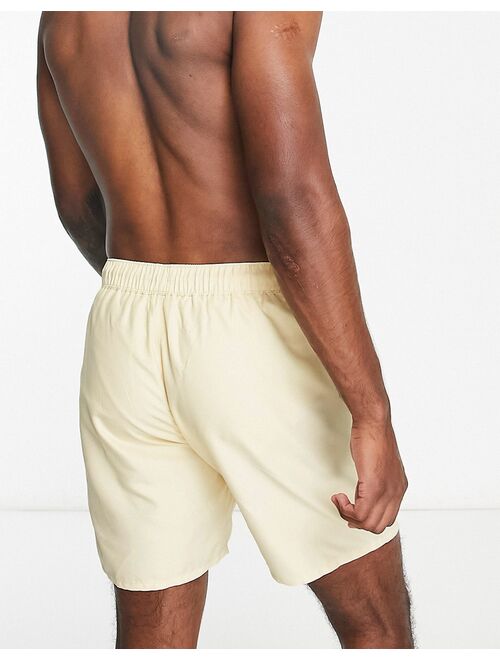 ASOS DESIGN 2 pack swim shorts in mid length in light green/beige SAVE