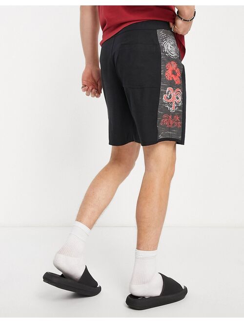 Quiksilver x Stranger Things Upside Down hellfire arch 18 board shorts in black