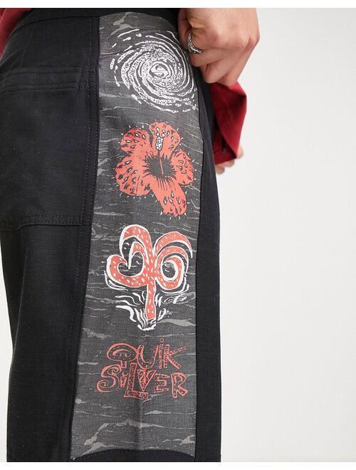 Quiksilver x Stranger Things Upside Down hellfire arch 18 board shorts in black