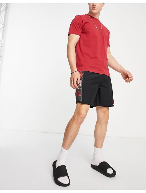 Quiksilver x Stranger Things Upside Down hellfire arch 18 board shorts in black