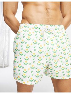 swim shorts in short length in flower print