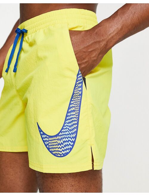 Nike Swimming Icon 5 inch infill shorts in bright yellow
