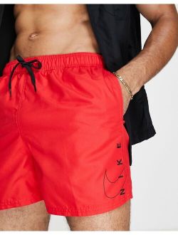 Swimming 5 inch side logo shorts in red