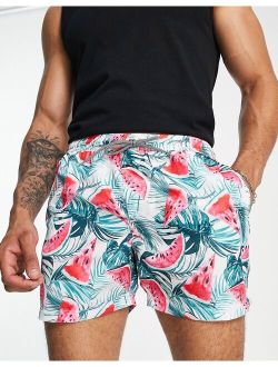 Brave Soul swim shorts in watermelon print