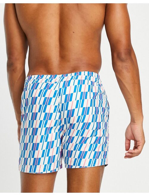 South Beach swim shorts in blue geometric print
