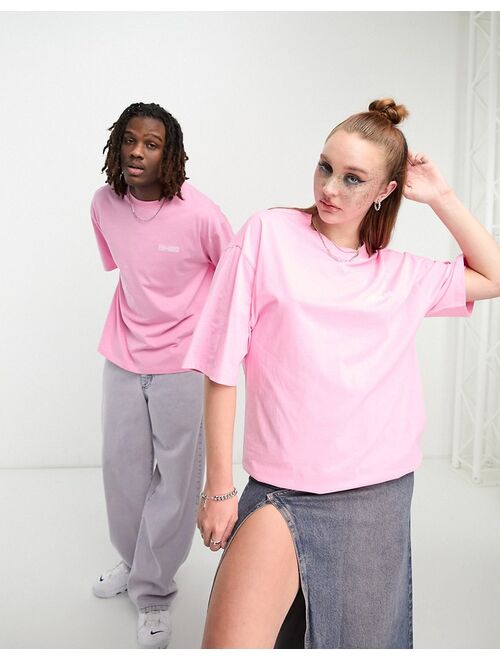 COLLUSION Unisex mirror logo t-shirt in bright pink