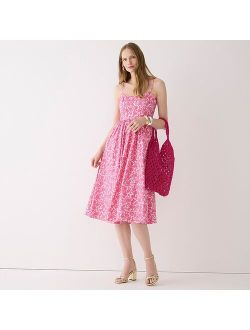A-line cotton poplin midi dress in rosebud floral