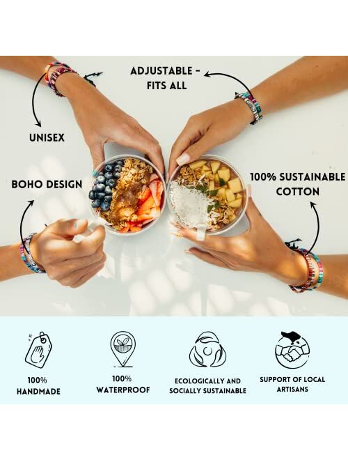 Made By Nami Boho Surfer Bracelet Women & Men - Braided Summer Beach Bracelet - Handmade Festival Accessories - Thin Friendship Bracelets - 100% Waterproof & Adjustable