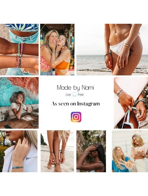 Made By Nami Boho Surfer Bracelet Women & Men - Braided Summer Beach Bracelet - Handmade Festival Accessories - Thin Friendship Bracelets - 100% Waterproof & Adjustable